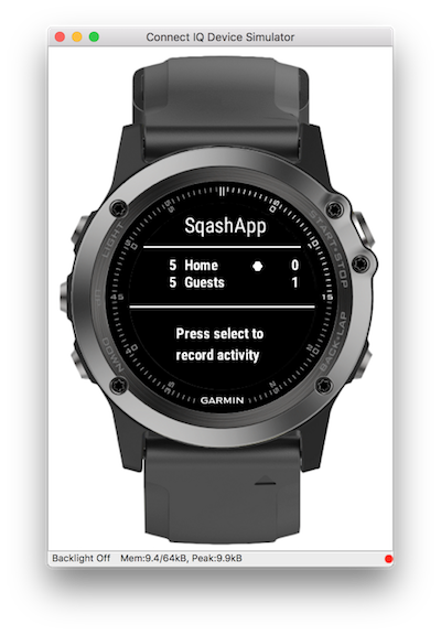 Squash App Garmin Connect IQ