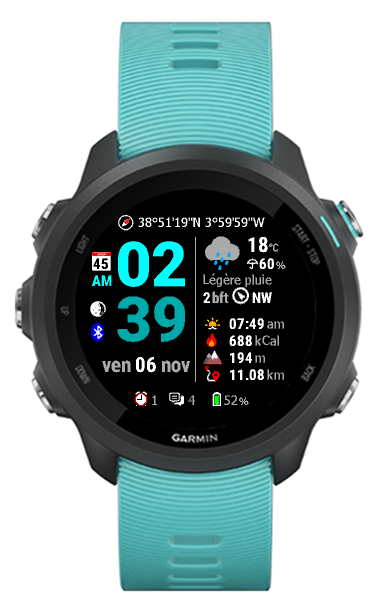 Weather Face Watchface on Garmin Fenix 7X Solar