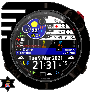 Weather Face Watchface on Garmin Fenix 7X Solar