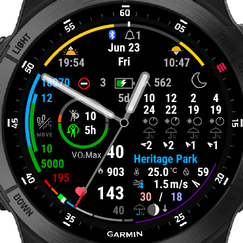 Weather Face Watchface on Garmin Fenix 7X Solar