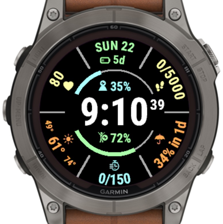 Weather Face Watchface on Garmin Fenix 7X Solar