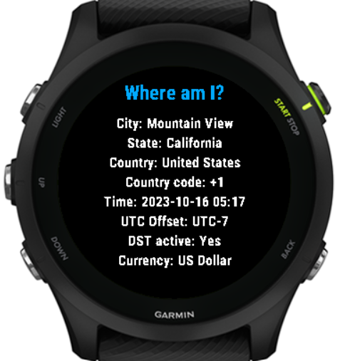 Where Am I Garmin Connect IQ