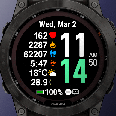 Weather Face Watchface on Garmin Fenix 7X Solar