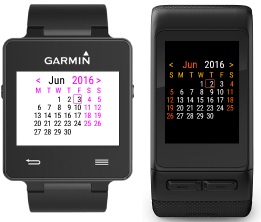 garmin vivoactive 3 calendar