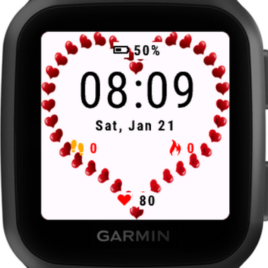 Garmin watch face with heart clearance rate