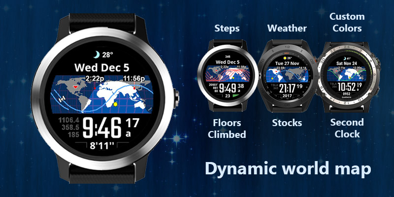 World Map Watch Face WorldFace | Garmin Connect IQ