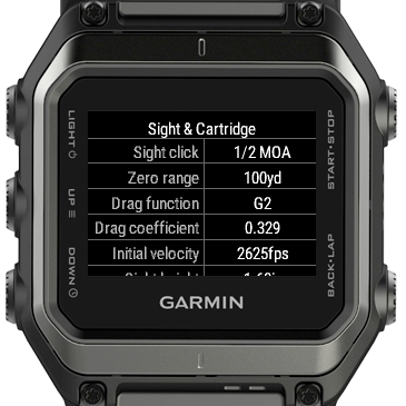 Applied cheap ballistics garmin