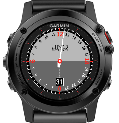 GF3UnoScuro 24 Hour Single Hand Watch Garmin Connect IQ