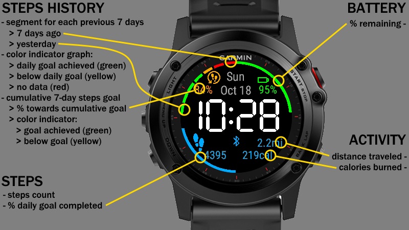 fenix 5 step counter