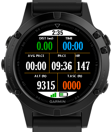 Trail Runner Datafields for Fenix 5 series Garmin Connect IQ