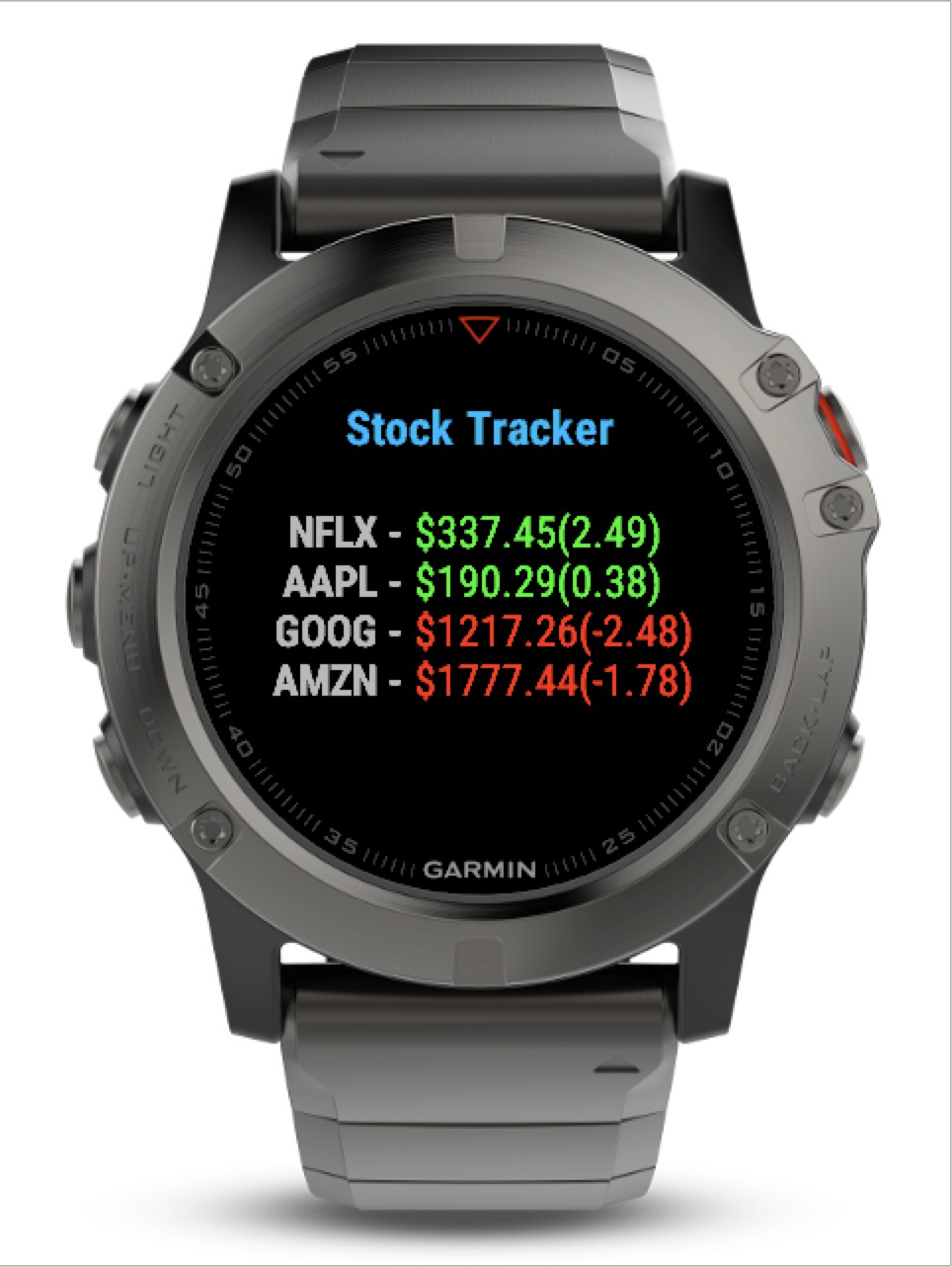 Følg os ribben omfattende Stock Ticker Tracker | Garmin Connect IQ