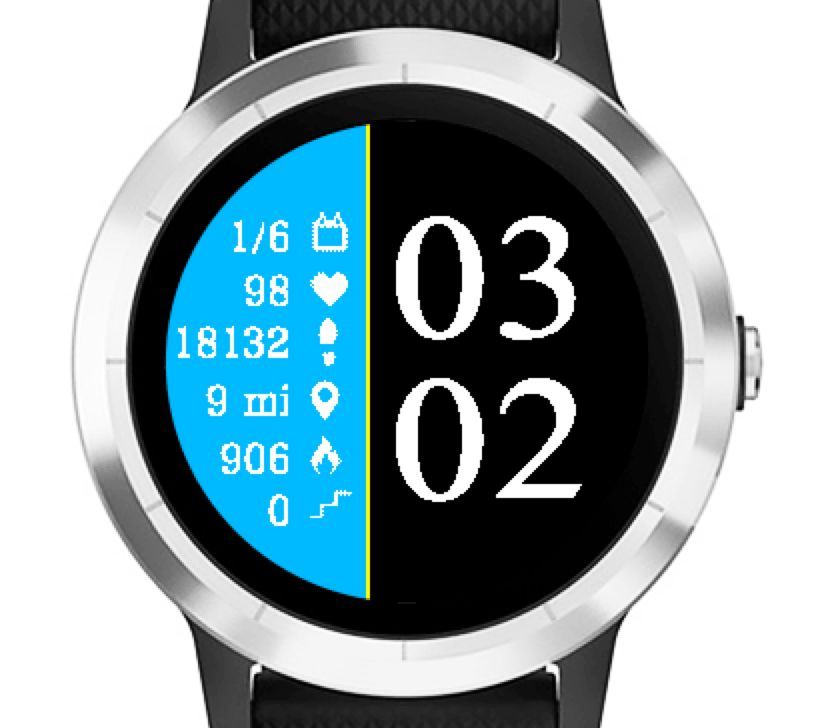 Digital Watch with Data Bar Garmin Connect IQ