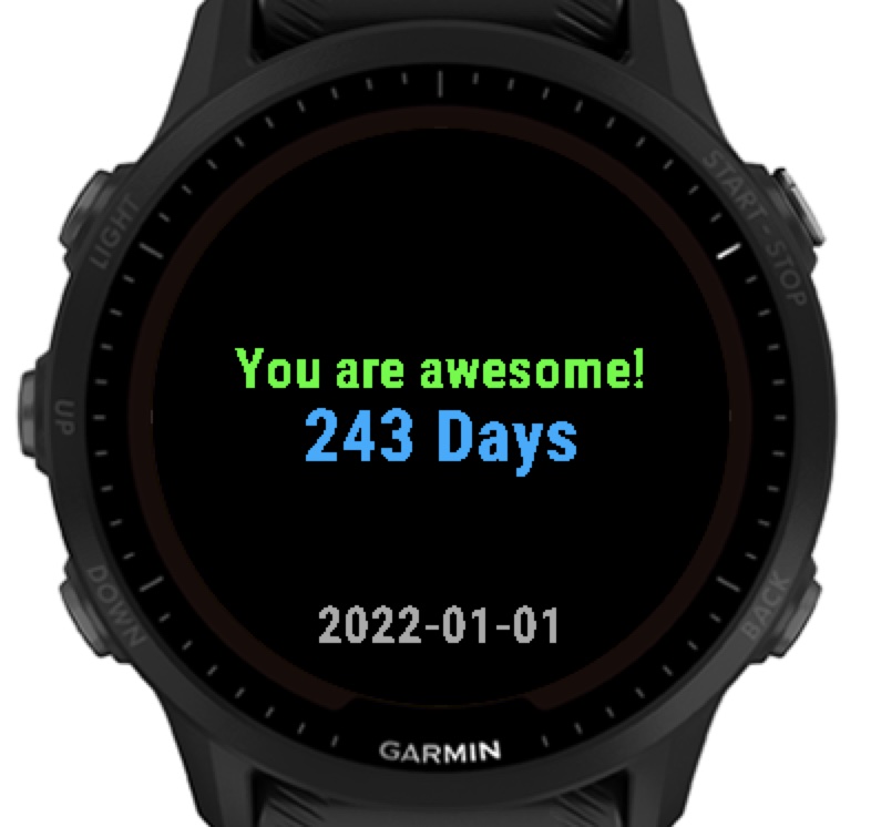 Run streak Just One More Day Garmin Connect IQ