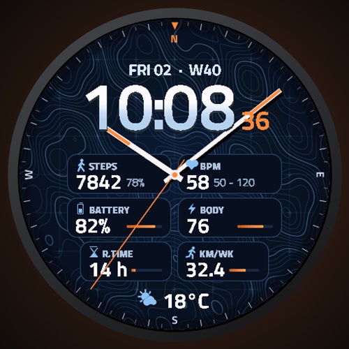 Contour - Topo Map Compass Watch Face