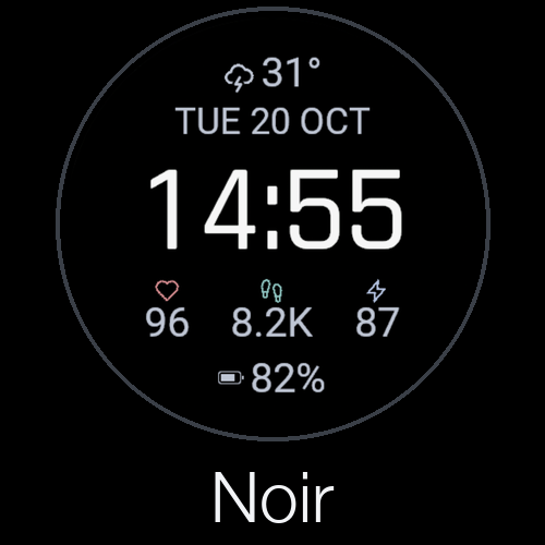 Noir: the AMOLED watch face you can actually read.