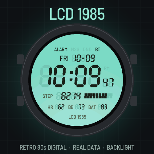LCD 1985 Watch Face - Retro 80s Digital