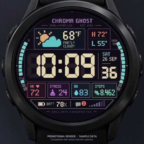 Chroma Ghost watch face, store cover image with sample data