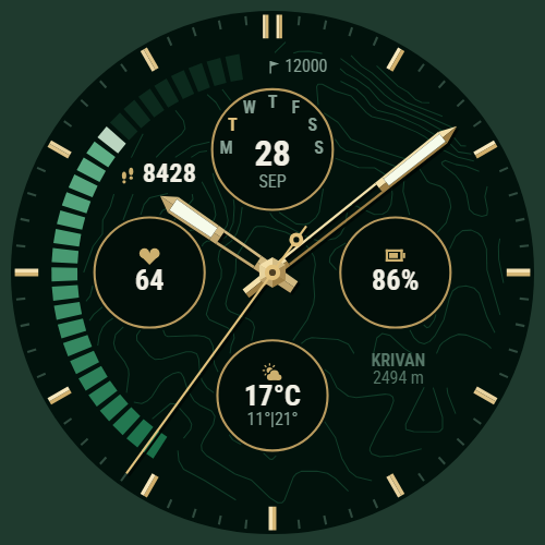 Isohypse Analog Lite - Topo Mountain Watch Face