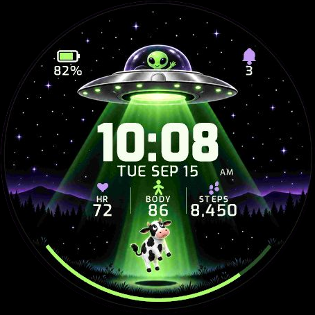 Close Encounters watch face, store cover image with sample data