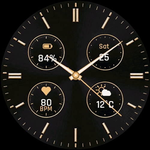 Aurum Quad: Black Gold Analog Watch Face — official Connect IQ artwork