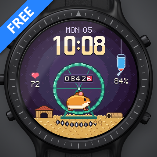 Astra Hamster Free – 动画可爱像素宠物表盘