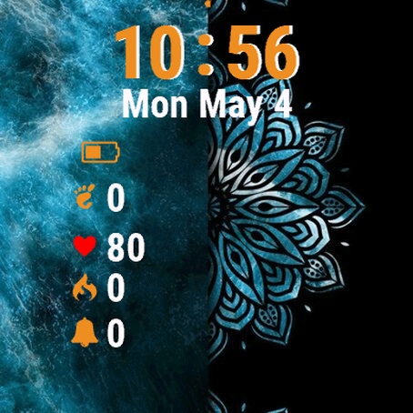Blue Black Pattern Flowers
