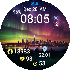 Aurora over city