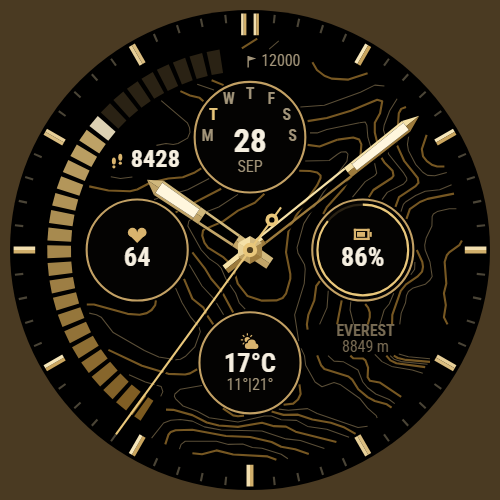 Isohypse Analog Pro - Topo Mountain Watch Face