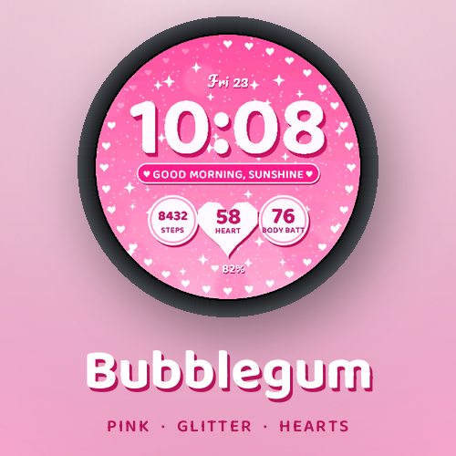 Bubblegum — Pink Glitter & Hearts