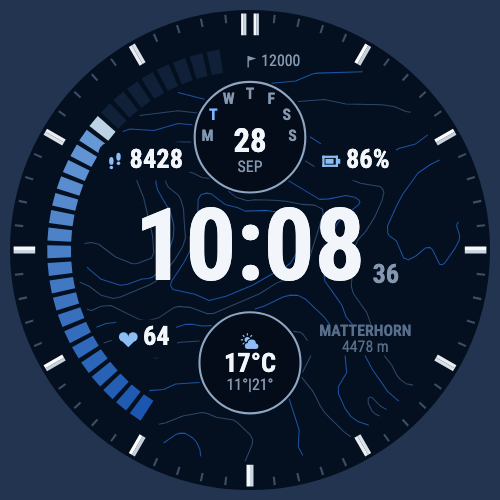 Isohypse Digital Lite - Topo Mountain Watch Face