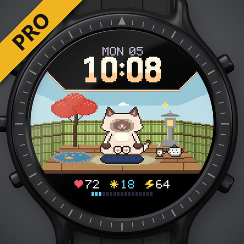 Astra Zen Cat Pro – 动画像素猫压力表盘