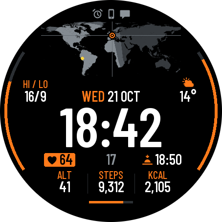 Atlas: World Map Field Watch Face