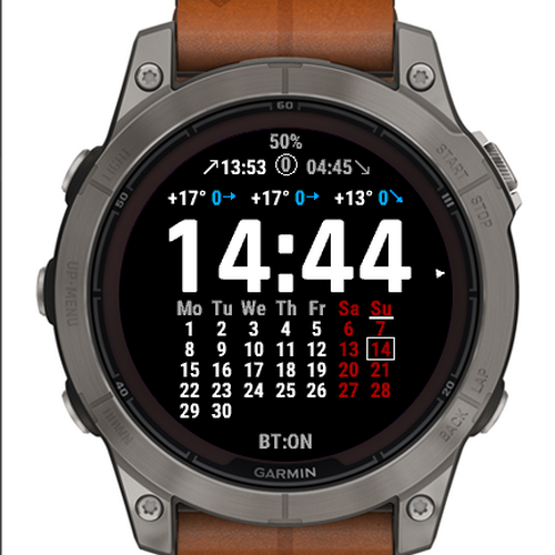 Calendar · Weather · Precipitation Ring watchface