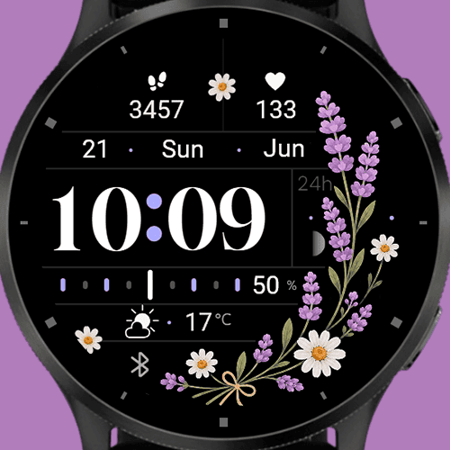 Simple Lavender - Floral Watch Face · Screenshot 0