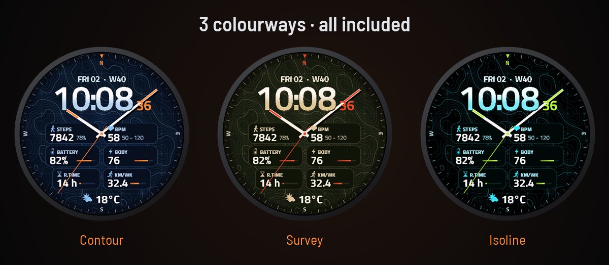 Contour - Topo Map Compass Watch Face · 螢幕截圖 0