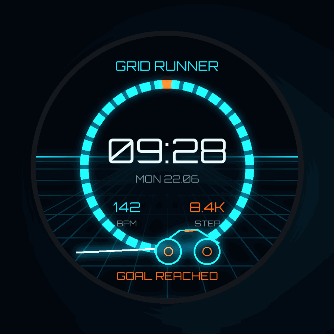 Grid Runner: Neon Grid Watch Face · Screenshot 1