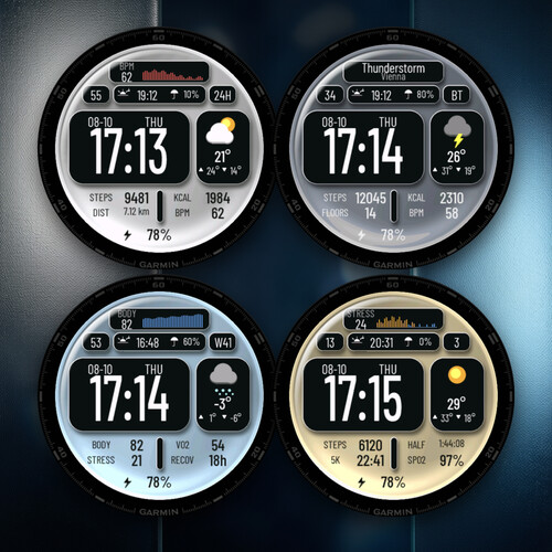 Glass Watch Face TR – 天气、心率与 AOD 表盘 · Screenshot 1