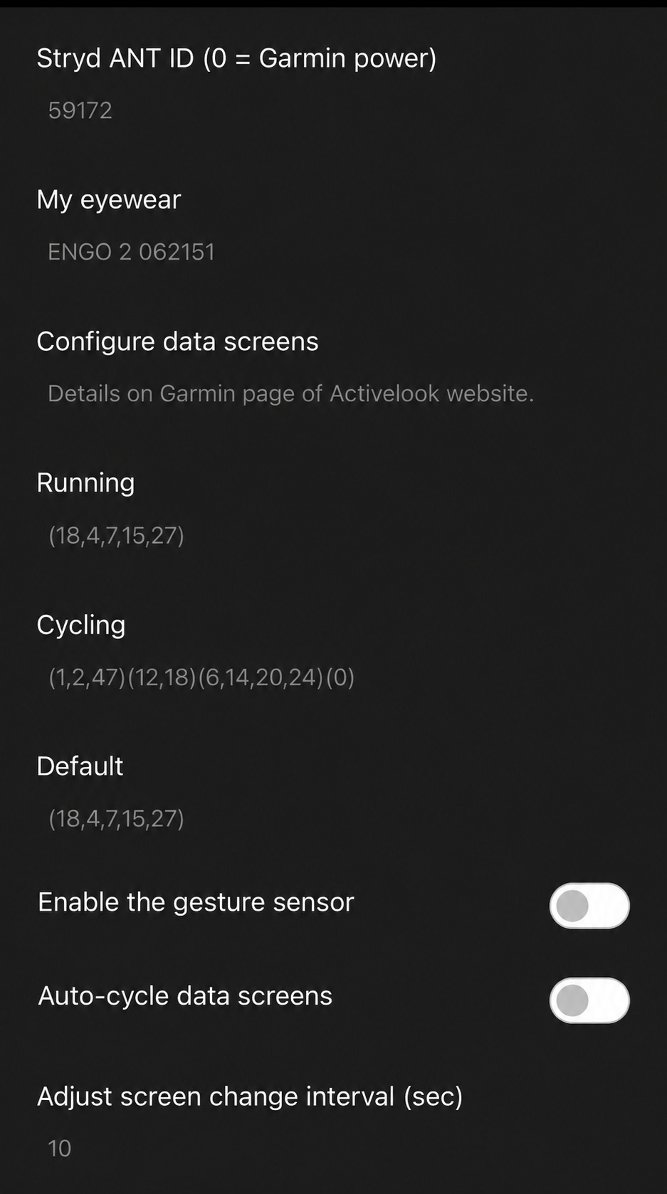 ActiveLook Stryd · Screenshot 1