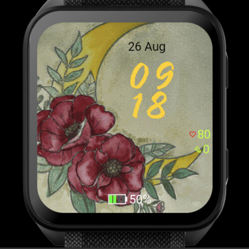 Moon and Red Flowers Watch Face · Screenshot 2