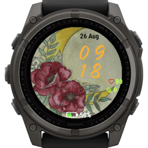 Moon and Red Flowers Watch Face · Screenshot 0