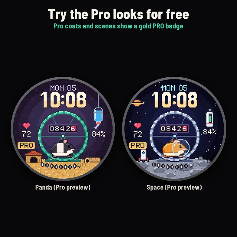 Astra Hamster Free – 动画可爱像素宠物表盘 · Screenshot 3