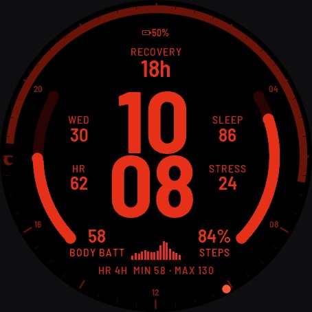 Metric: Big Numbers & Body Battery | Graticule · Screenshot 2