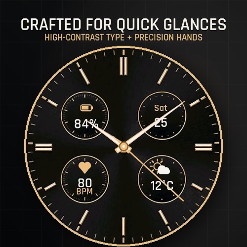 Aurum Quad: Black Gold Analog Watch Face · Screenshot 0