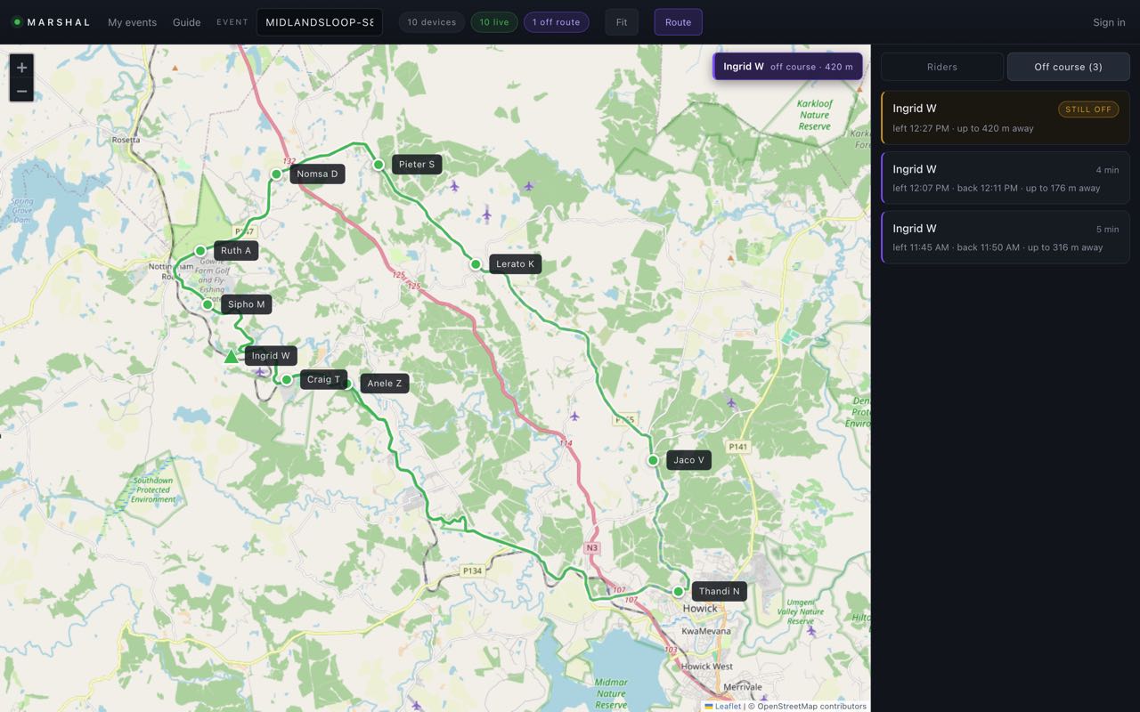 Marshal - live group event tracking · Screenshot 4