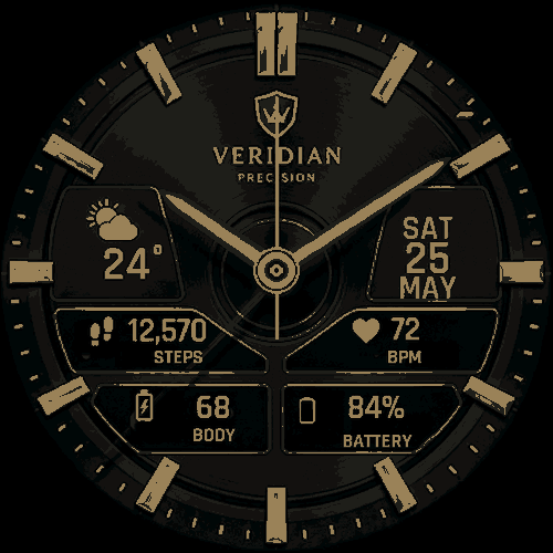 Veridian Precision: Luxury Analog Watch Face · Screenshot 1