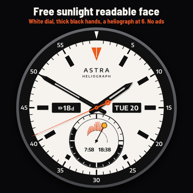 Astra Heliograph Free – 阳光下清晰的户外表盘 · Screenshot 0