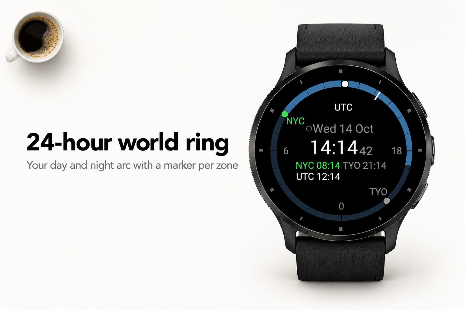 Zonestack - World Time Watch Face · Screenshot 1