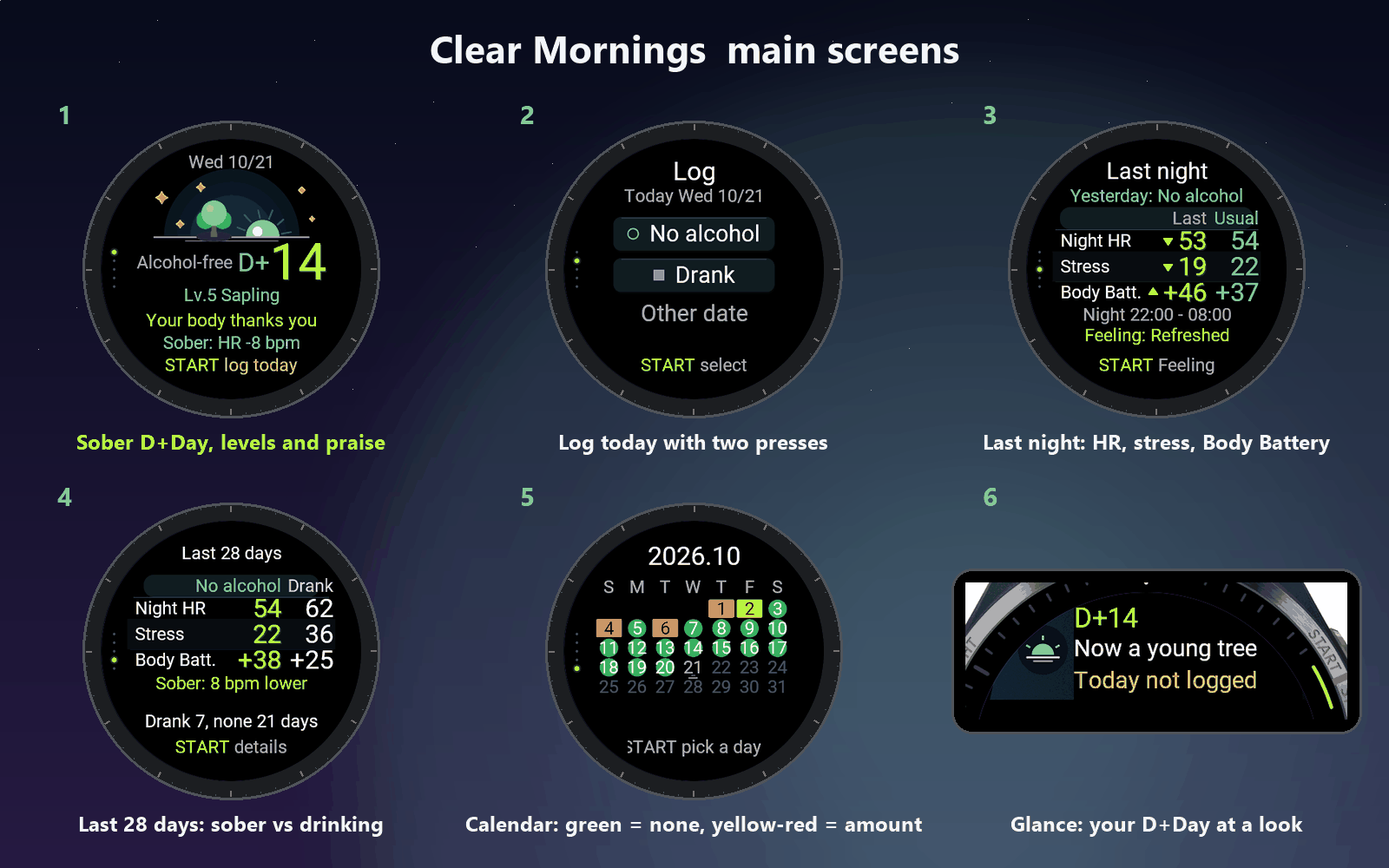 Clear Mornings - Sober nights. Clearer mornings. · Screenshot 0
