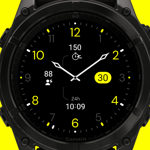 Minimal Black v18 - Analog Watch Face · Screenshot 2
