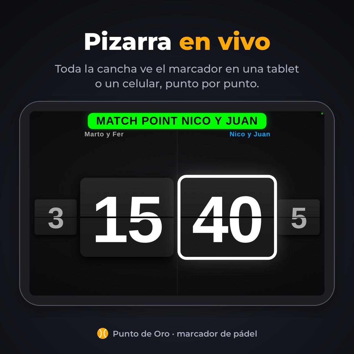 Padel Score · Punto de Oro · Screenshot 1